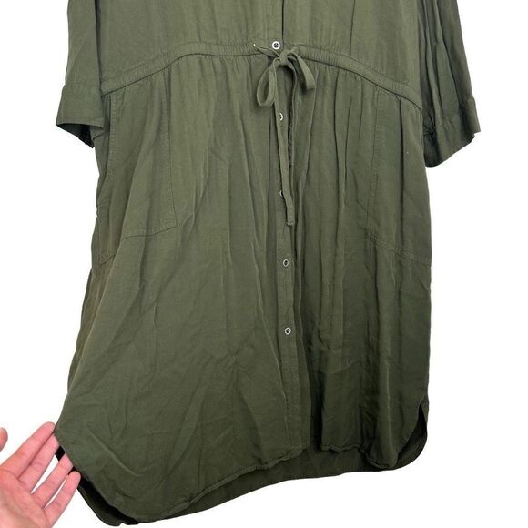 Old Navy Womens XXL Green Shirt Dress Button Front Pockets Casual Minimalist - Picture 4 of 11